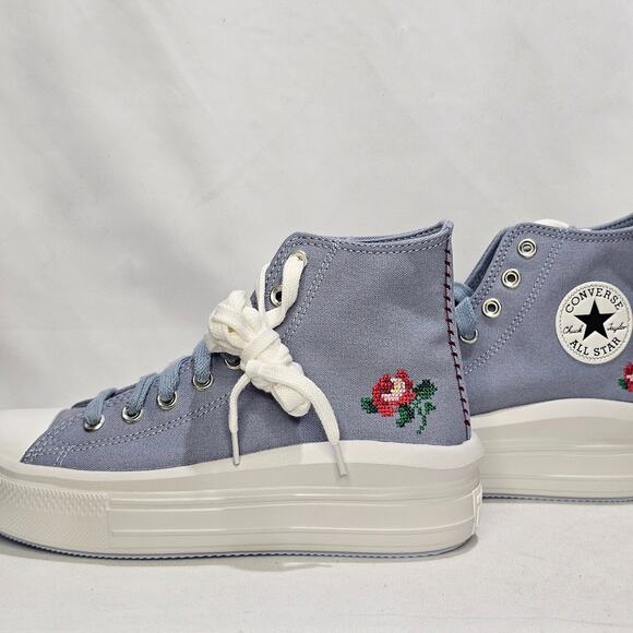Converse Women's CTAS Move Hi Platform Rose Cross Stitch Size 8.5  A12571CNWT - Picture 2 of 9